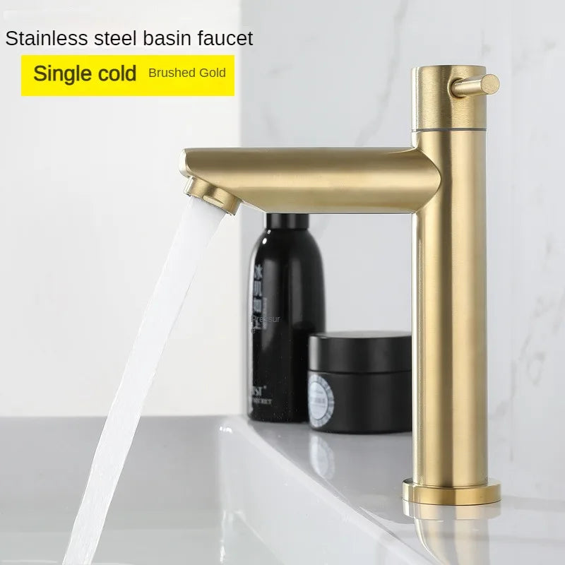 Klassischer Waschbecken Wasserhahn | Edelstahl | Einhebelmischer | Keramisches Ventil