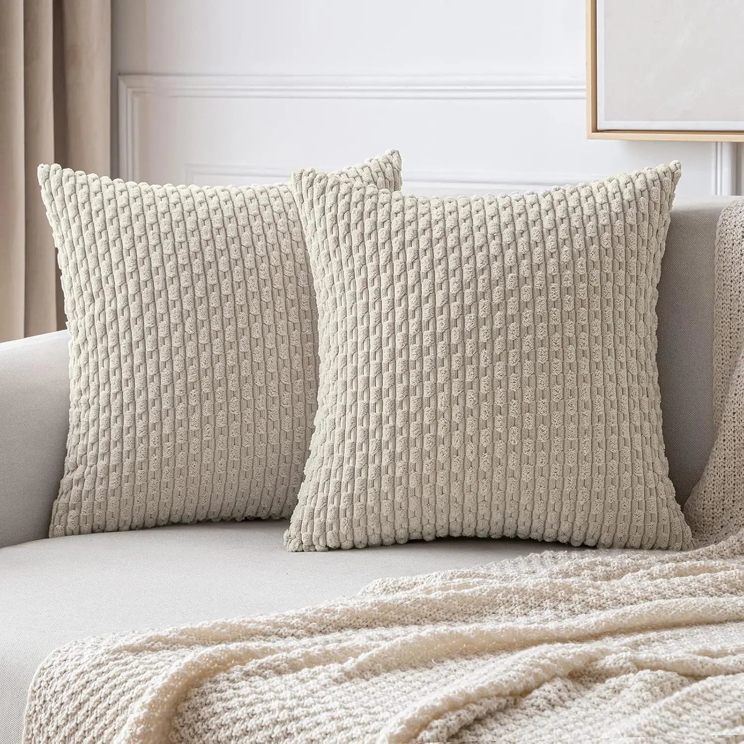 Boho Ripp-Cord-Kissenbezug – Stilvolle gestreifte Dekokissenhülle für Sofa oder Bett