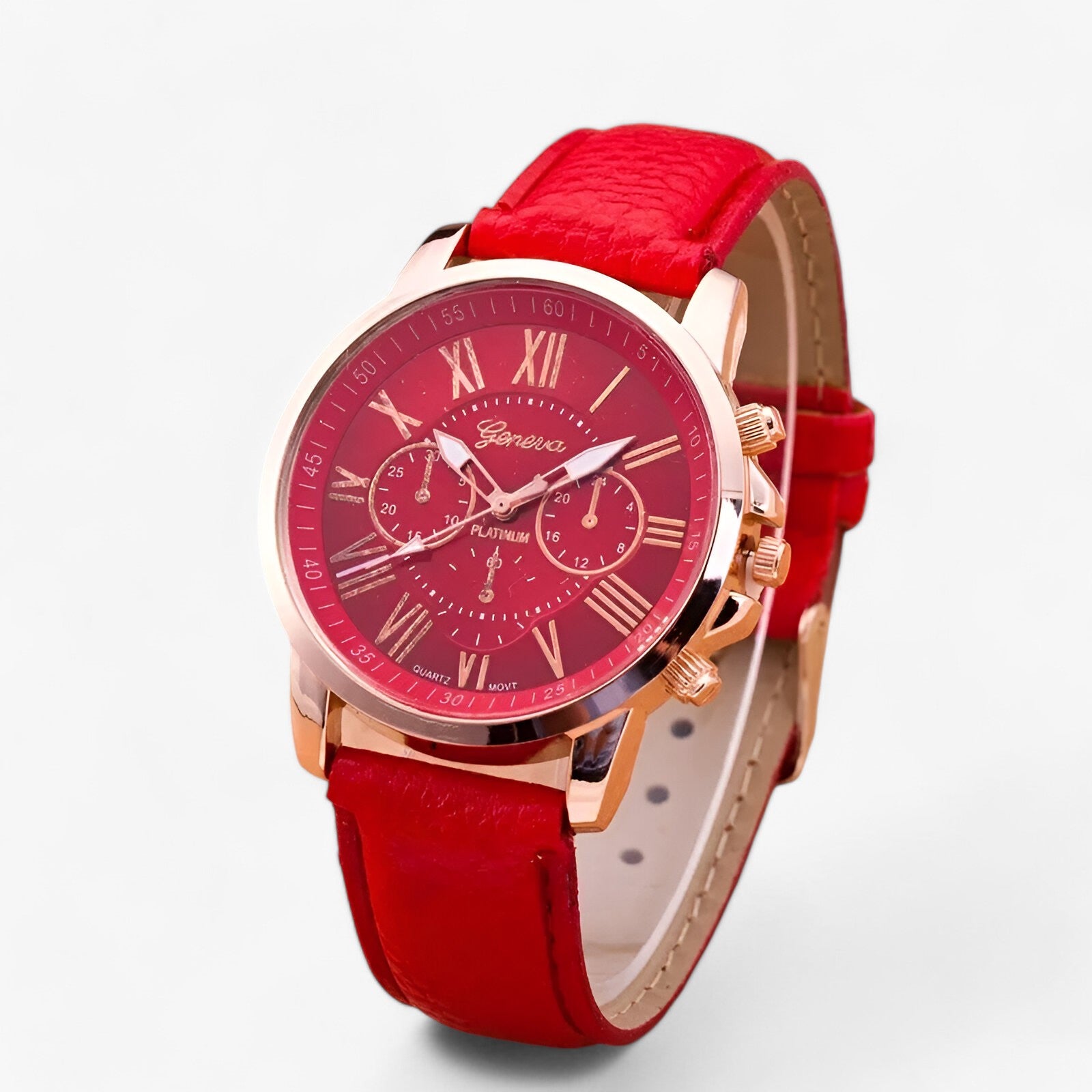 Stilvolle Damenuhr mit echtem Lederarmband