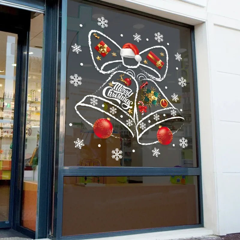 Weihnachtliche Fensteraufkleber für den Winter – Wiederverwendbare PVC-Dekoration mit Glockenmotiv