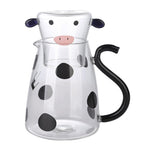 Glaskrug mit Kuhdesign und Becher