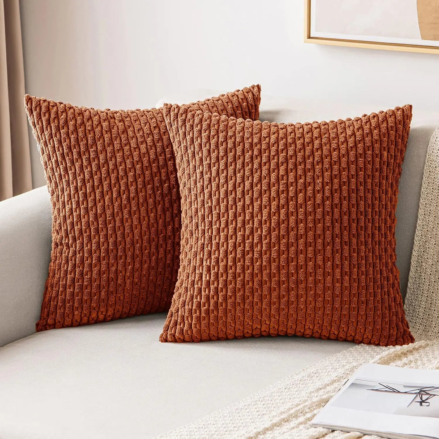Boho Ripp-Cord-Kissenbezug – Stilvolle gestreifte Dekokissenhülle für Sofa oder Bett
