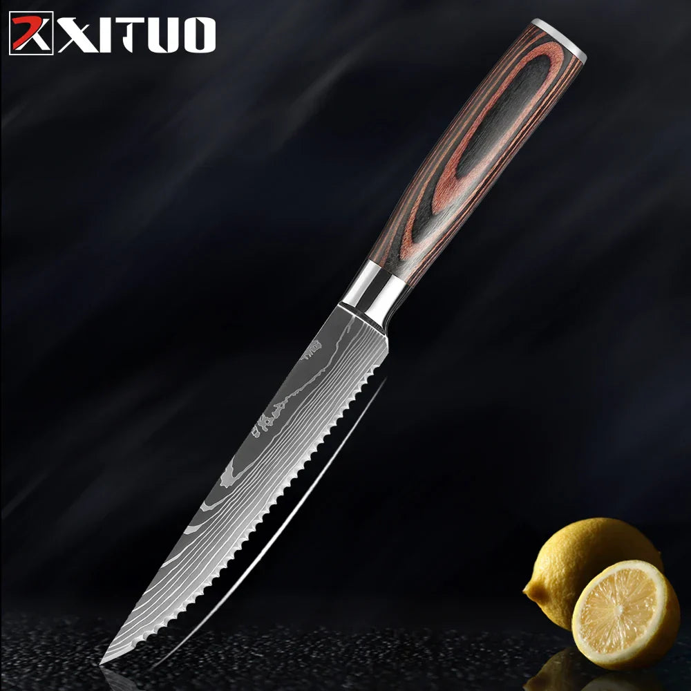 Edelstahl Küchenmesser Set von Nahria - 1-9 Teile mit Ergonomischen Griffen