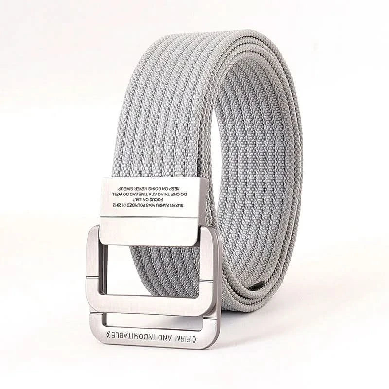 FlexiBelt | Unisex Canvas Gürtel – Doppelt Metallring Schnalle, Verstellbar
