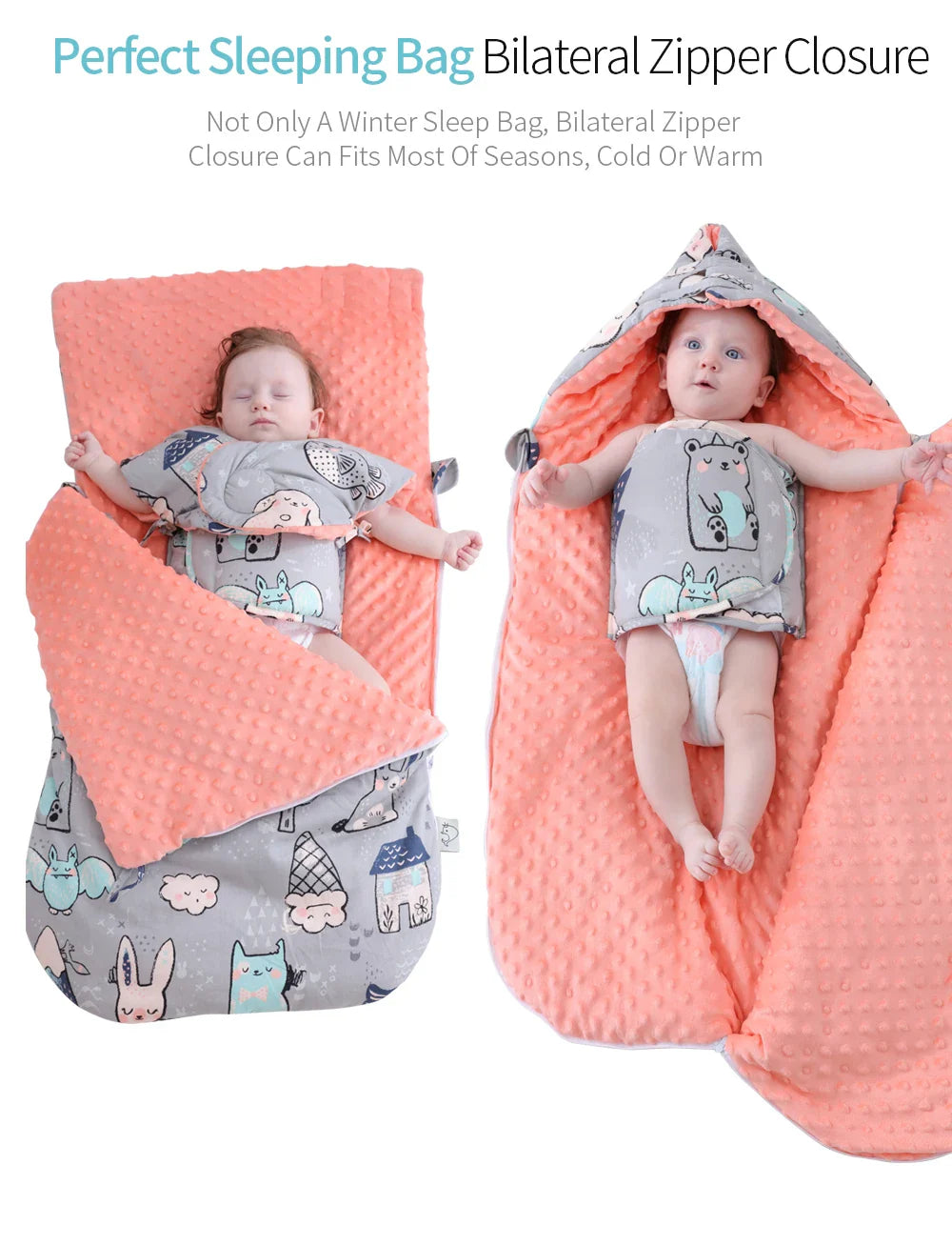Schlafsack für Babys mit Kapuze – Minky-Decke für Neugeborene