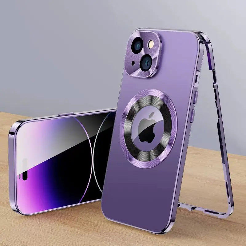 360° Rundumschutz Hülle aus Metall für iPhone 15/14/13 mit Magnetverschluss