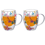 2er Set Doppelt Wandbecher mit Trockenblumen