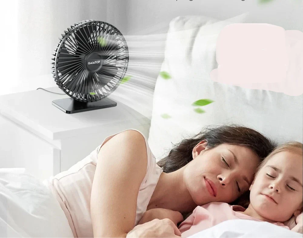 Oscillierender USB Ventilator – Leise, kompakt mit 4 Geschwindigkeiten für Schreibtische und Nachttische