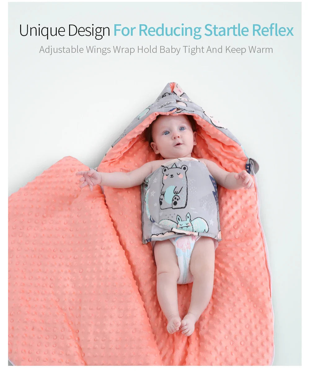 Schlafsack für Babys mit Kapuze – Minky-Decke für Neugeborene