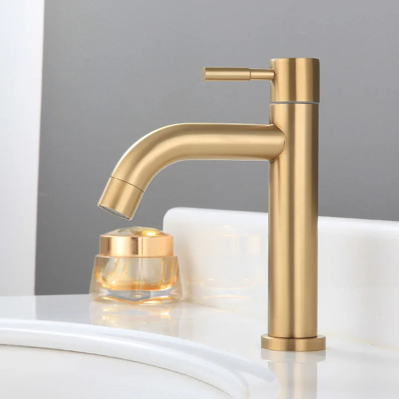 Klassischer Waschbecken Wasserhahn | Edelstahl | Einhebelmischer | Keramisches Ventil