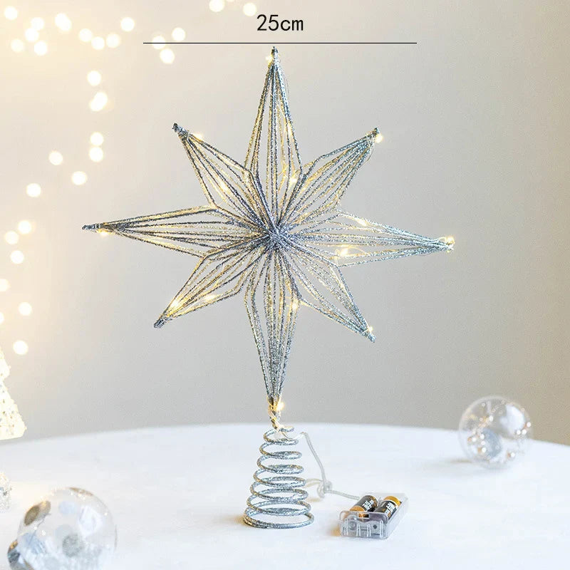Festlicher Goldstern mit LED-Beleuchtung für den Weihnachtsbaum