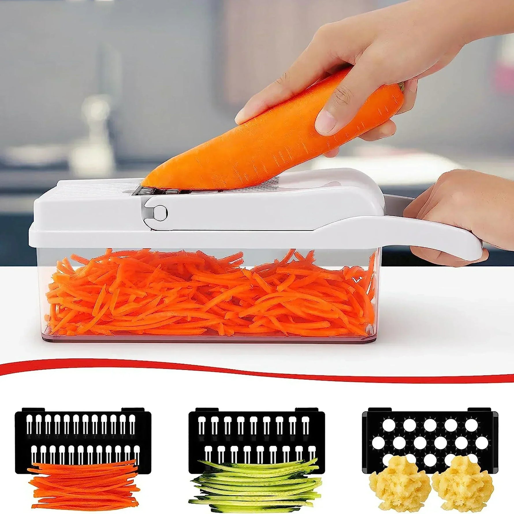 Küchenprofi | 12-in-1 Vegetable Chopper | 7 Stainless Steel Blades, Non-Slip & BPA-Free | For Versatile Vegetable Preparation