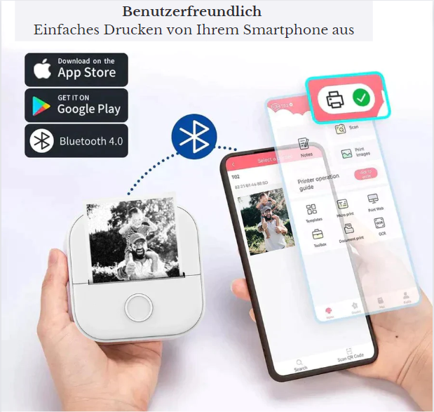 Kabelloser Mini-Drucker für unterwegs