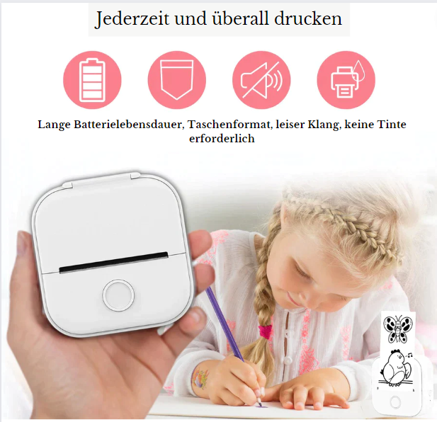 Kabelloser Mini-Drucker für unterwegs
