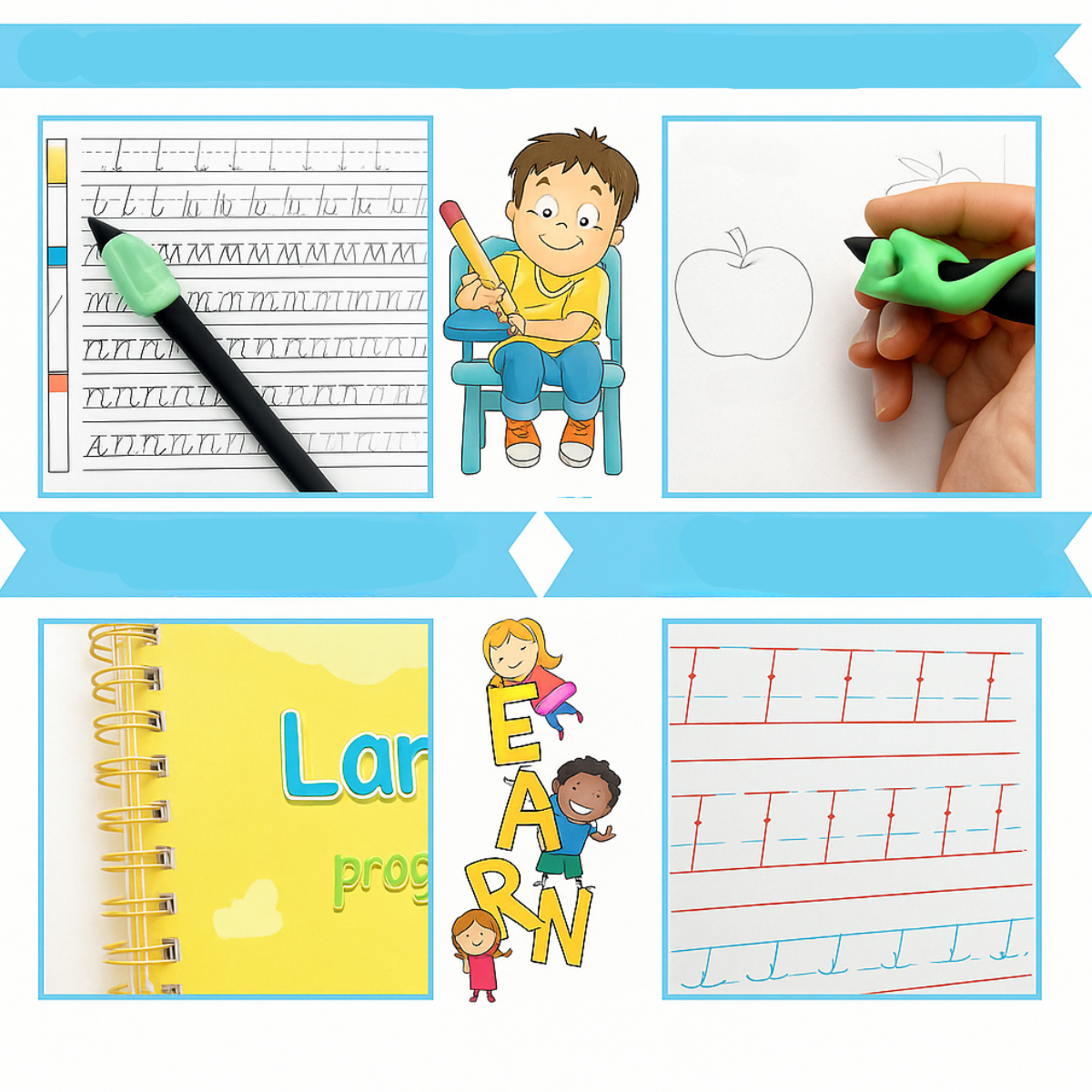 Lernbuch für Kinder: Buchstaben und Zahlen spielerisch üben