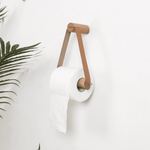 Eleganter Toilettenpapierhalter aus Eichenholz & Kunstleder