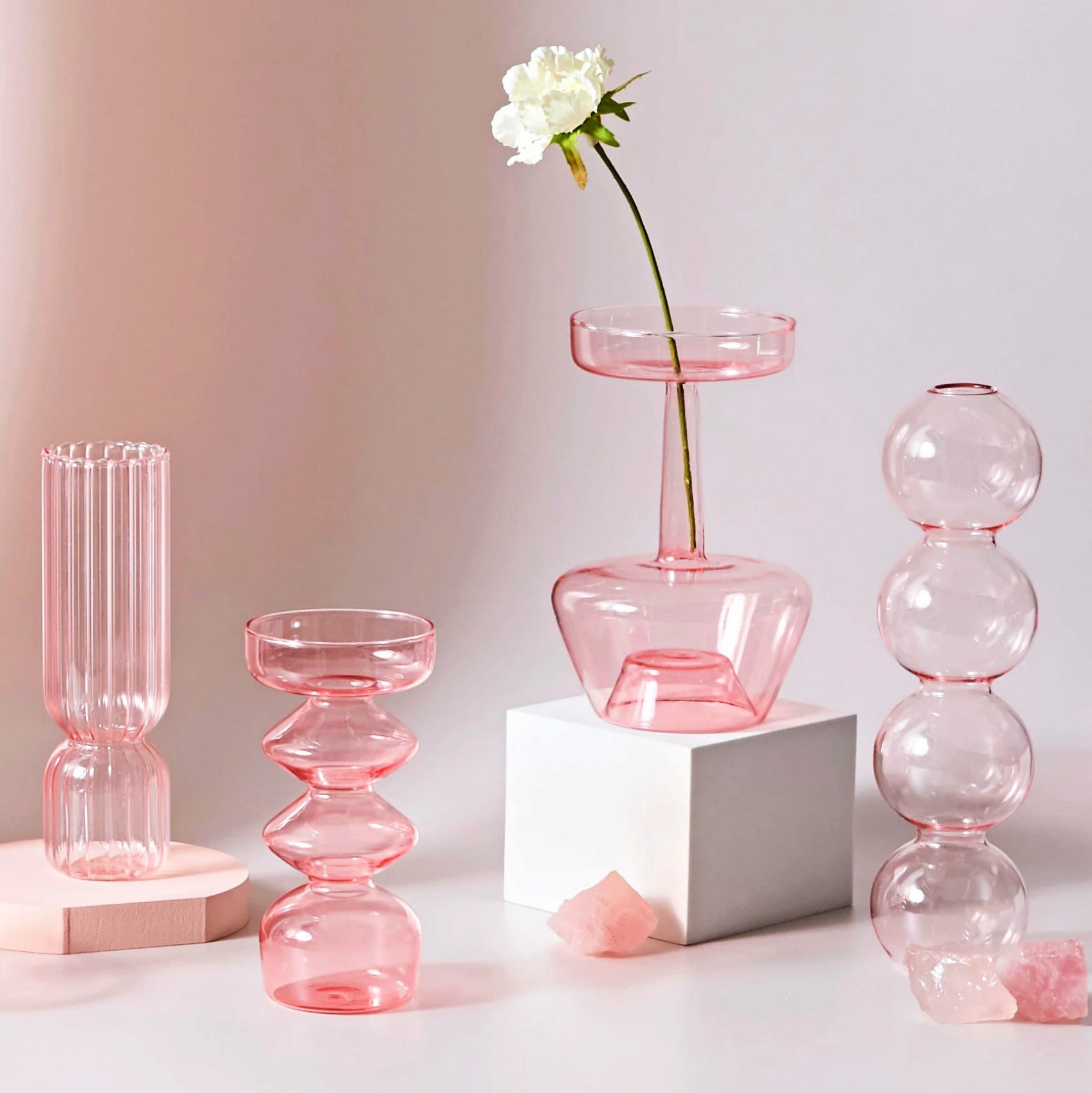 Moderne Glas Schmuckschale - Babyrosa