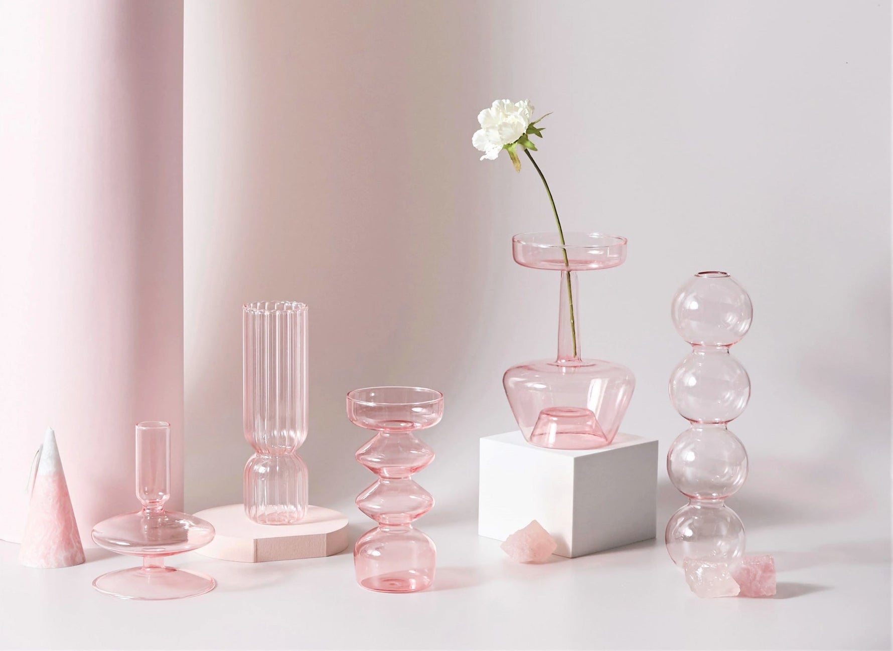 Moderne Glas Schmuckschale - Babyrosa