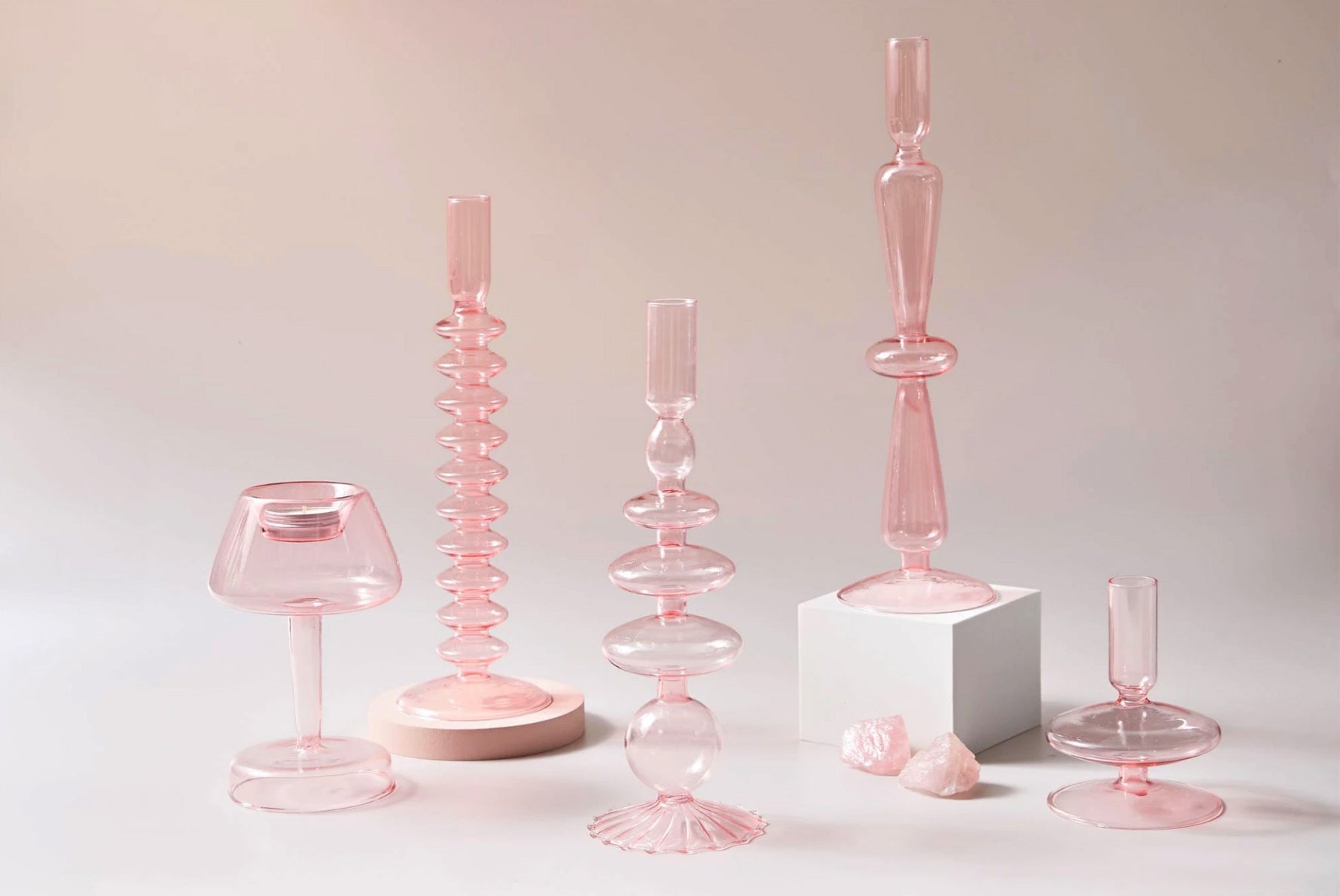 Moderne Glas Schmuckschale - Babyrosa