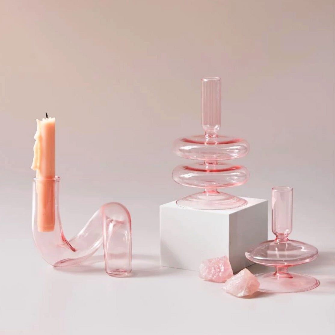 Moderne Glas Schmuckschale - Babyrosa