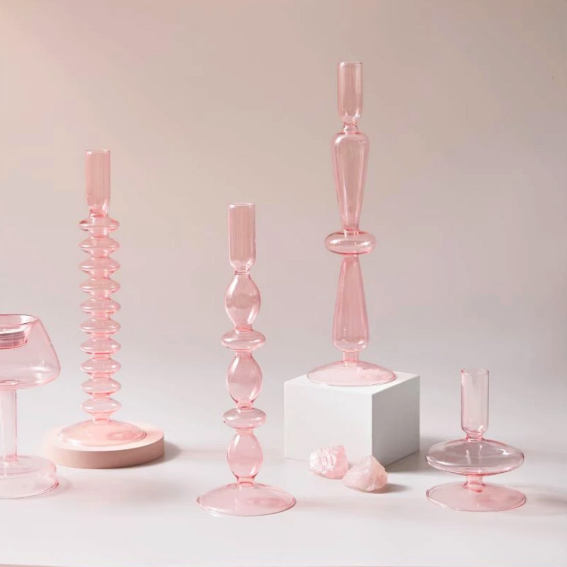 Moderne Glas Schmuckschale - Babyrosa