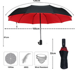 Automatischer Regenschirm mit Windschutz – Umgekehrter Schließmechanismus