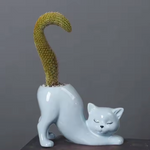 Niedlicher Katzenblumentopf - Glasiertes Porzellan-Sukkulententöpfe
