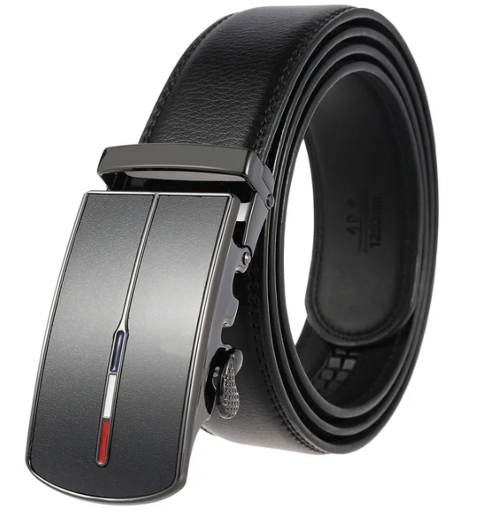 Stylish men's leather belt with automatic buckle