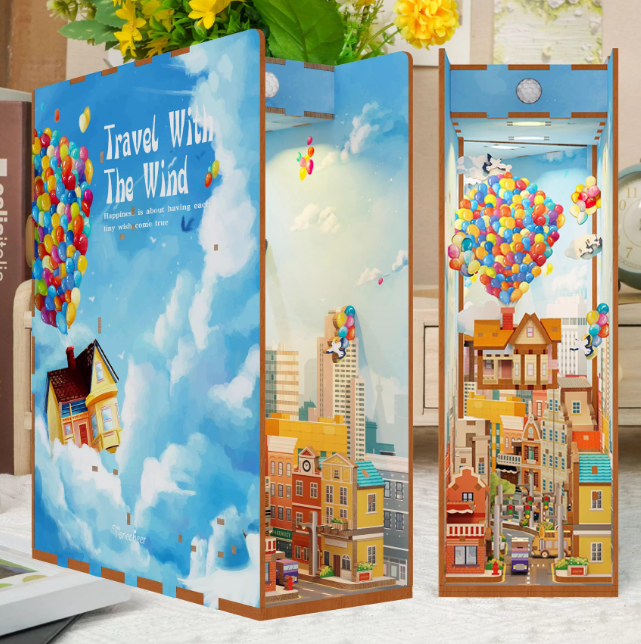 3D-Holzpuzzle Set für DIY-Bücherregal-Ecke