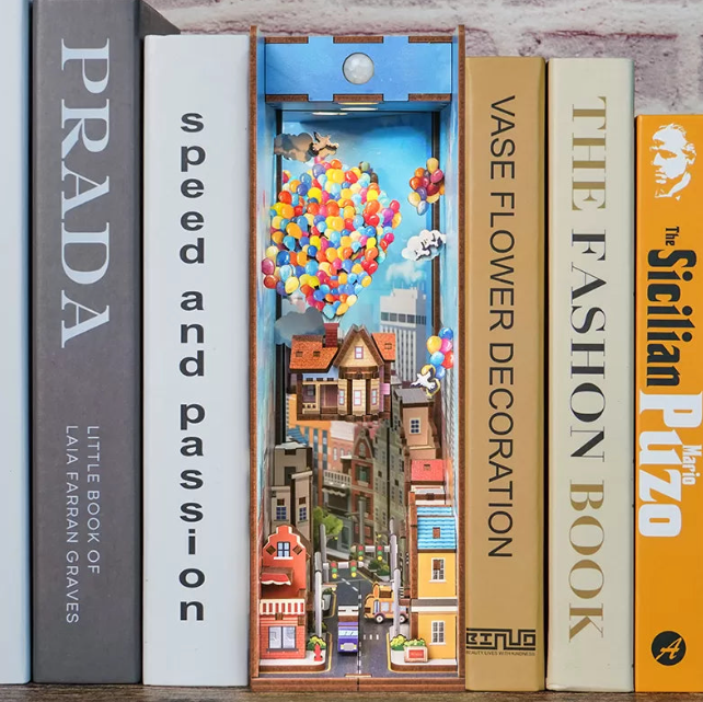 3D-Holzpuzzle Set für DIY-Bücherregal-Ecke