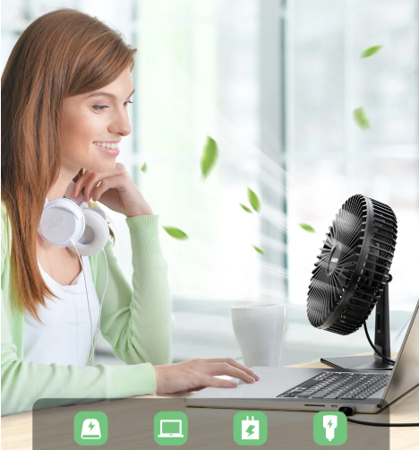 Oscillierender USB Ventilator – Leise, kompakt mit 4 Geschwindigkeiten für Schreibtische und Nachttische