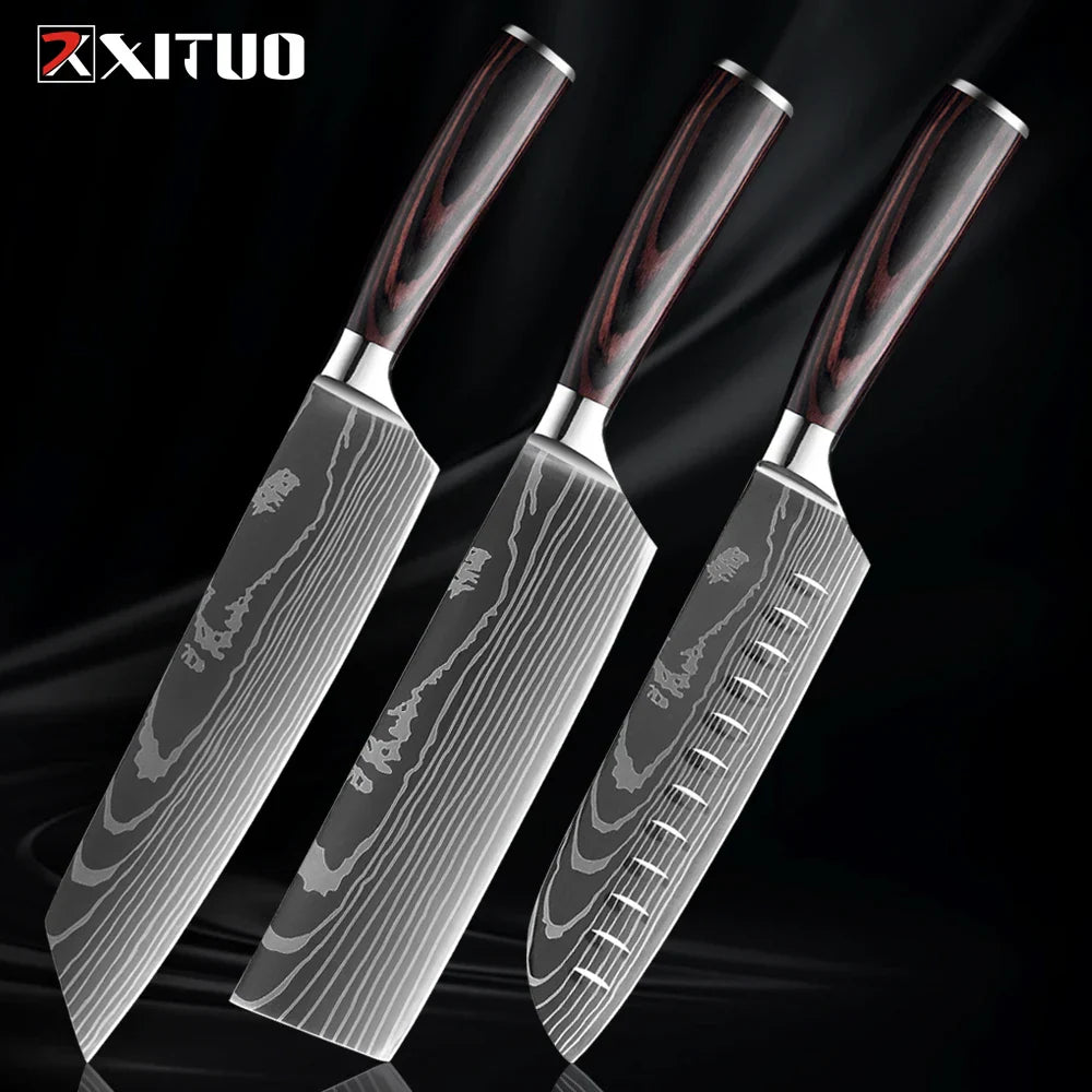 Edelstahl Küchenmesser Set von Nahria - 1-9 Teile mit Ergonomischen Griffen