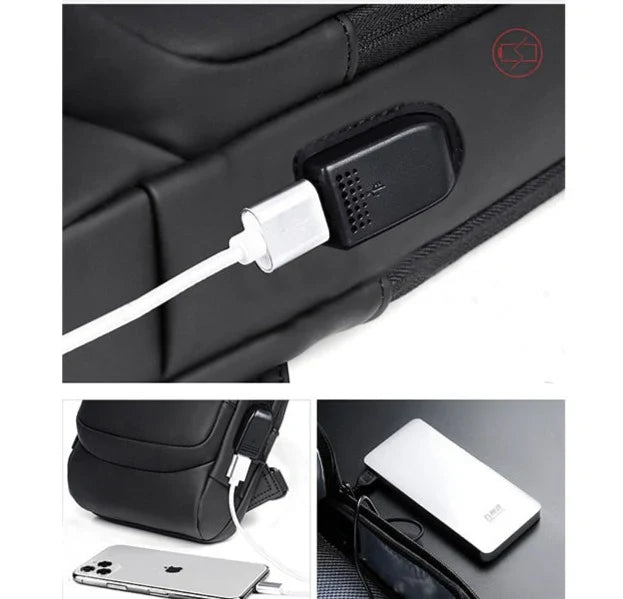 Stylische Umhängetasche mit USB-Ladeanschluss und Sicherheitsschloss