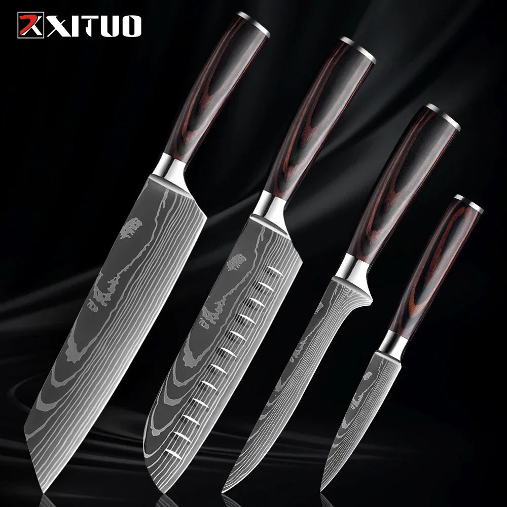 Edelstahl Küchenmesser Set von Nahria - 1-9 Teile mit Ergonomischen Griffen