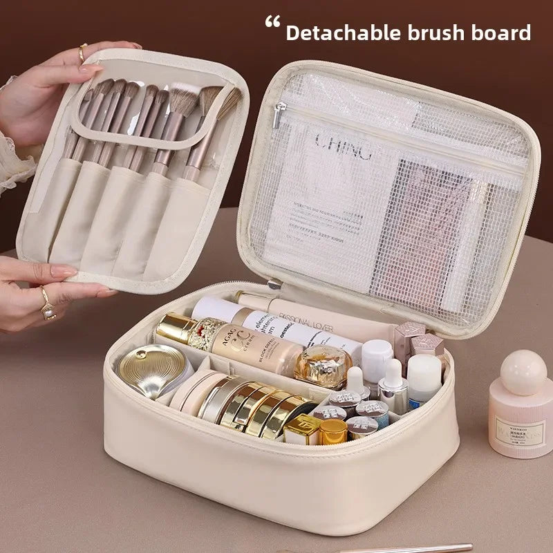 Elegant Cosmetic Bag | Spacious & Water-Repellent | Flexible Design | Faux Leather in Rose/Black