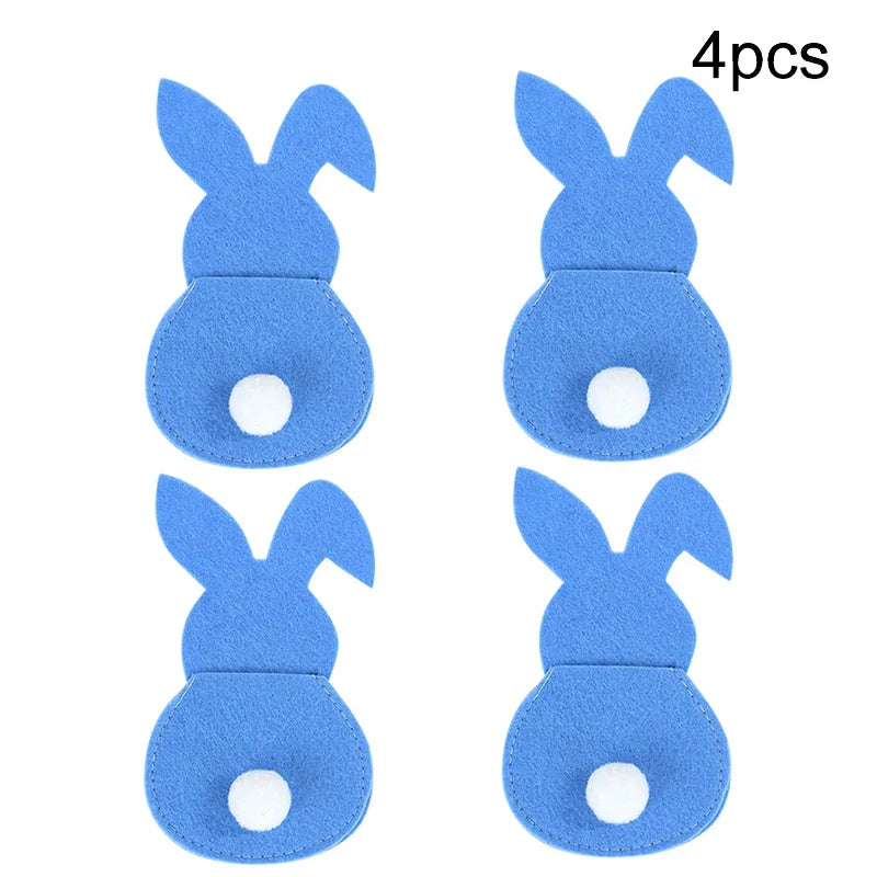 Happy Easter Decor: Set of 4 Bunny Cutlery Holders