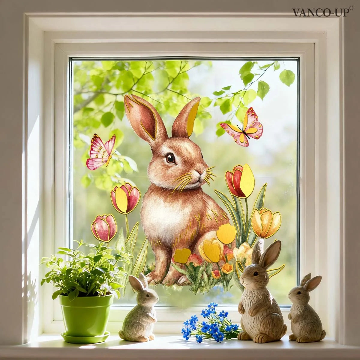 Colorful Window Decoration for Easter | Cheerful Bunnies & Eggs