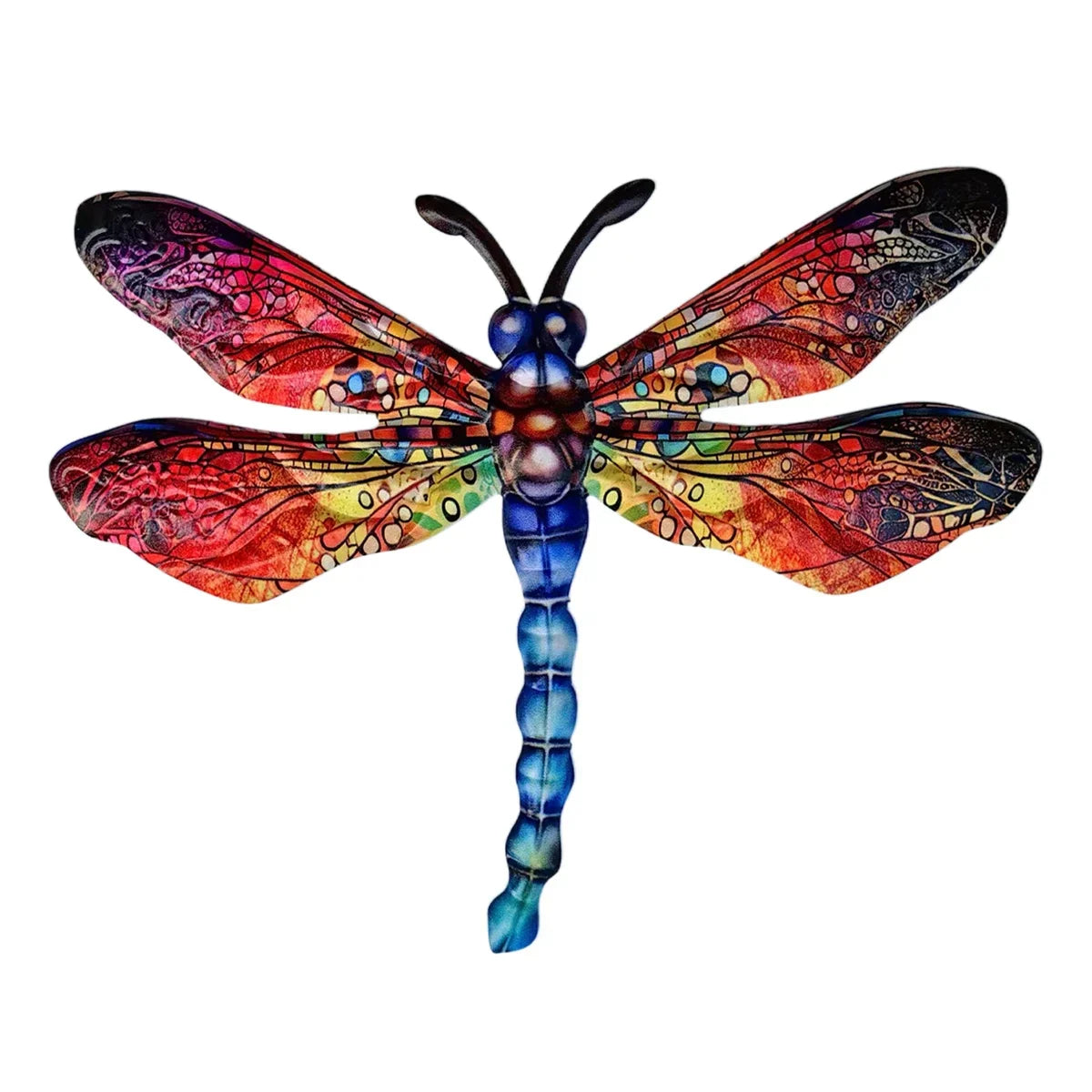 Dynamic 3D Wrought Iron Dragonfly Wall Decor