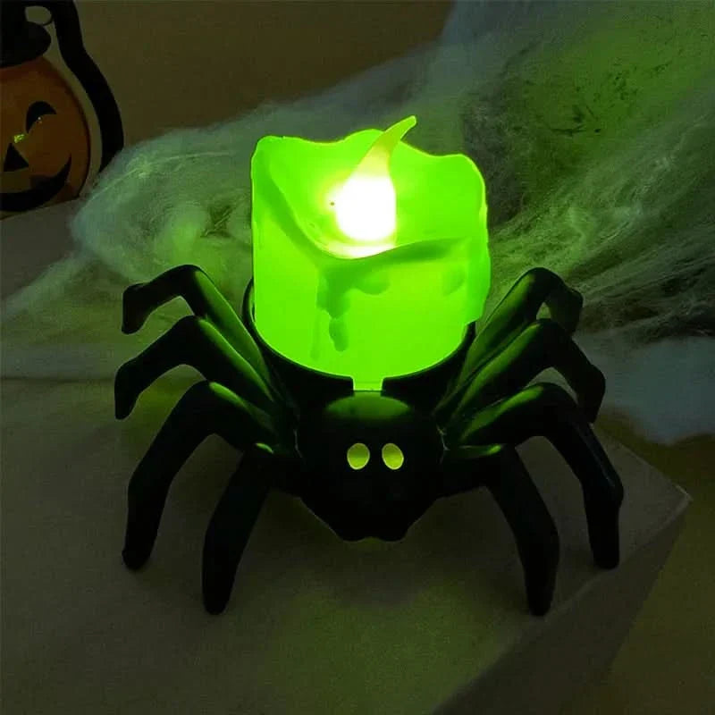 Gespenstische LED Schädel- und Spinnenlampe für Halloween