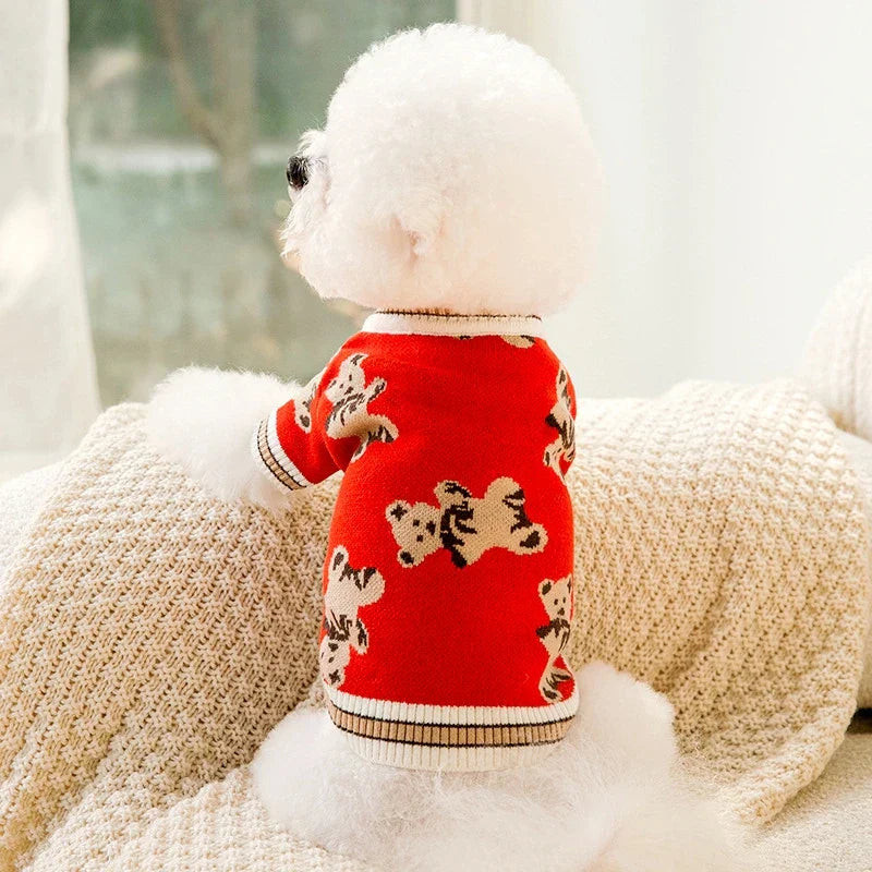 Gestreifter Strickpullover für Hunde – warmes Cardigan