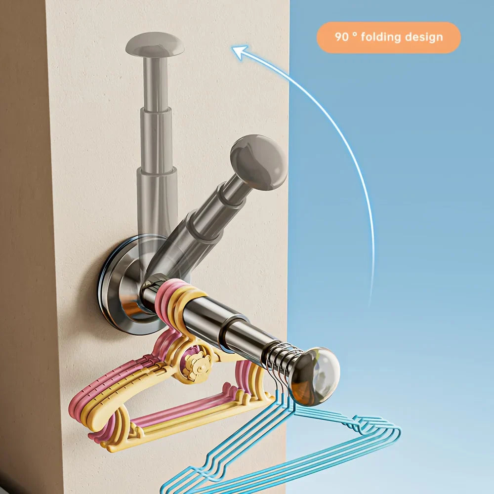 FlexoHalter | Telescopic Clothes Hanger with Suction Cup | No Drilling Required | Ideal for Bathroom, Hallway & Balcony