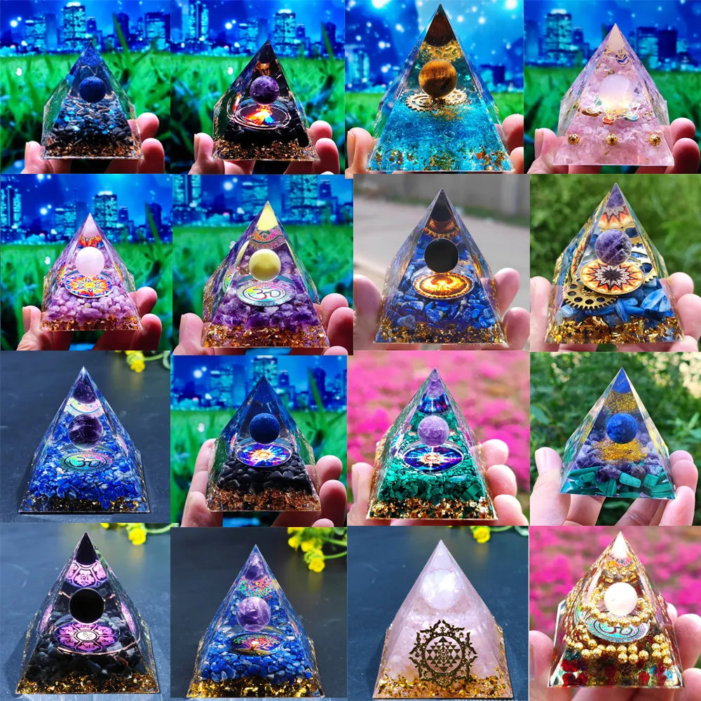 Orgonit-Pyramide mit Amethystpendel – Energie, Schutz und Dekoration