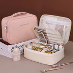 Elegant Cosmetic Bag | Spacious & Water-Repellent | Flexible Design | Faux Leather in Rose/Black