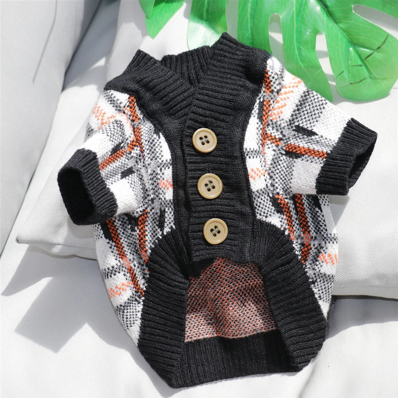 Gestreifter Strickpullover für Hunde – warmes Cardigan