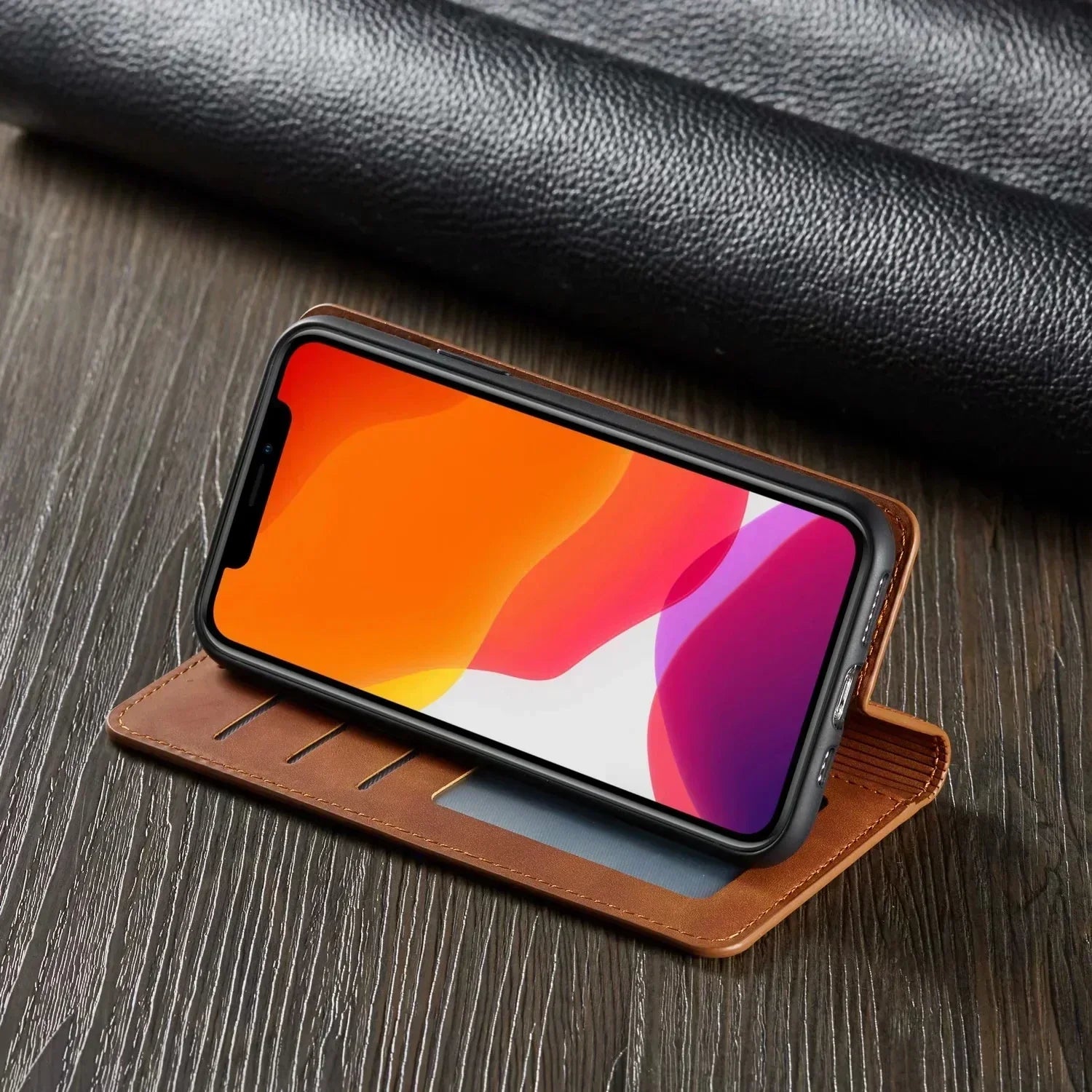 Elegante Lederhülle für Huawei-Smartphones mit Magnetverschluss