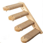 Wandmontierte Katzen-Kletterleiter aus Holz mit Sisal