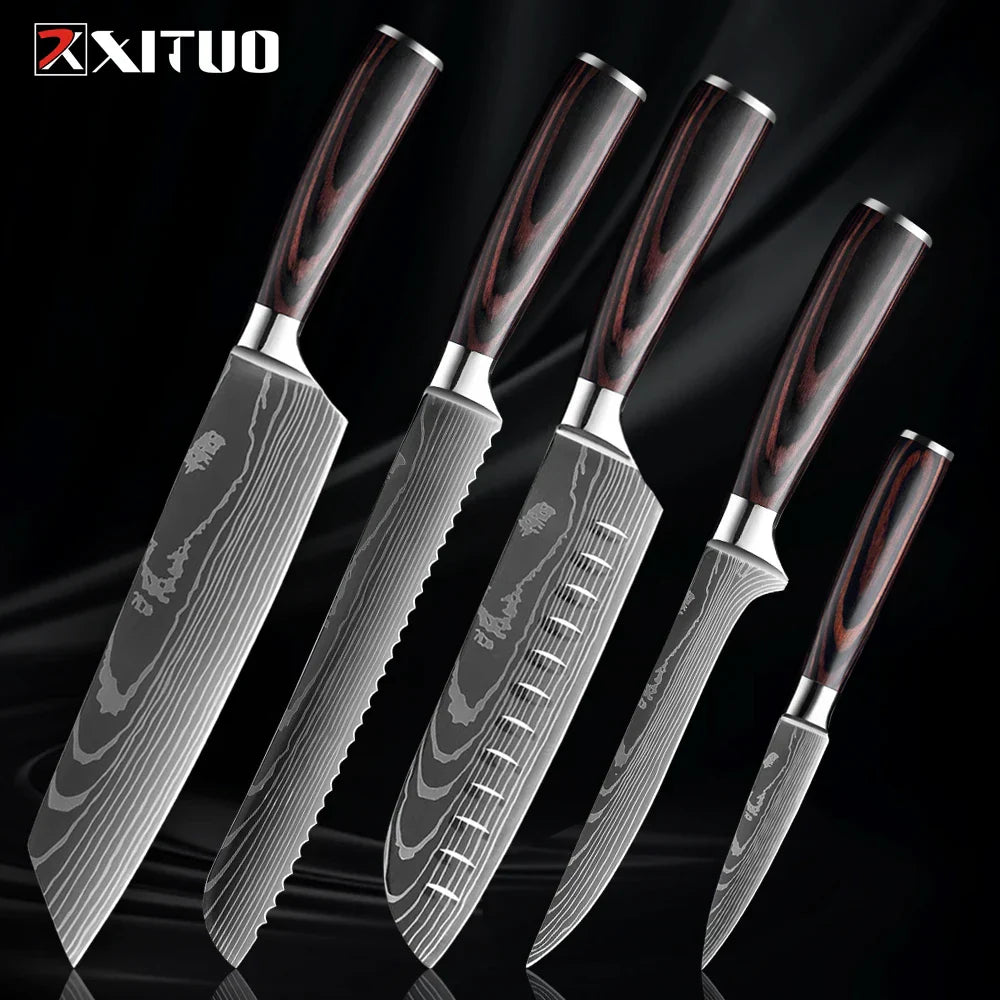 Edelstahl Küchenmesser Set von Nahria - 1-9 Teile mit Ergonomischen Griffen