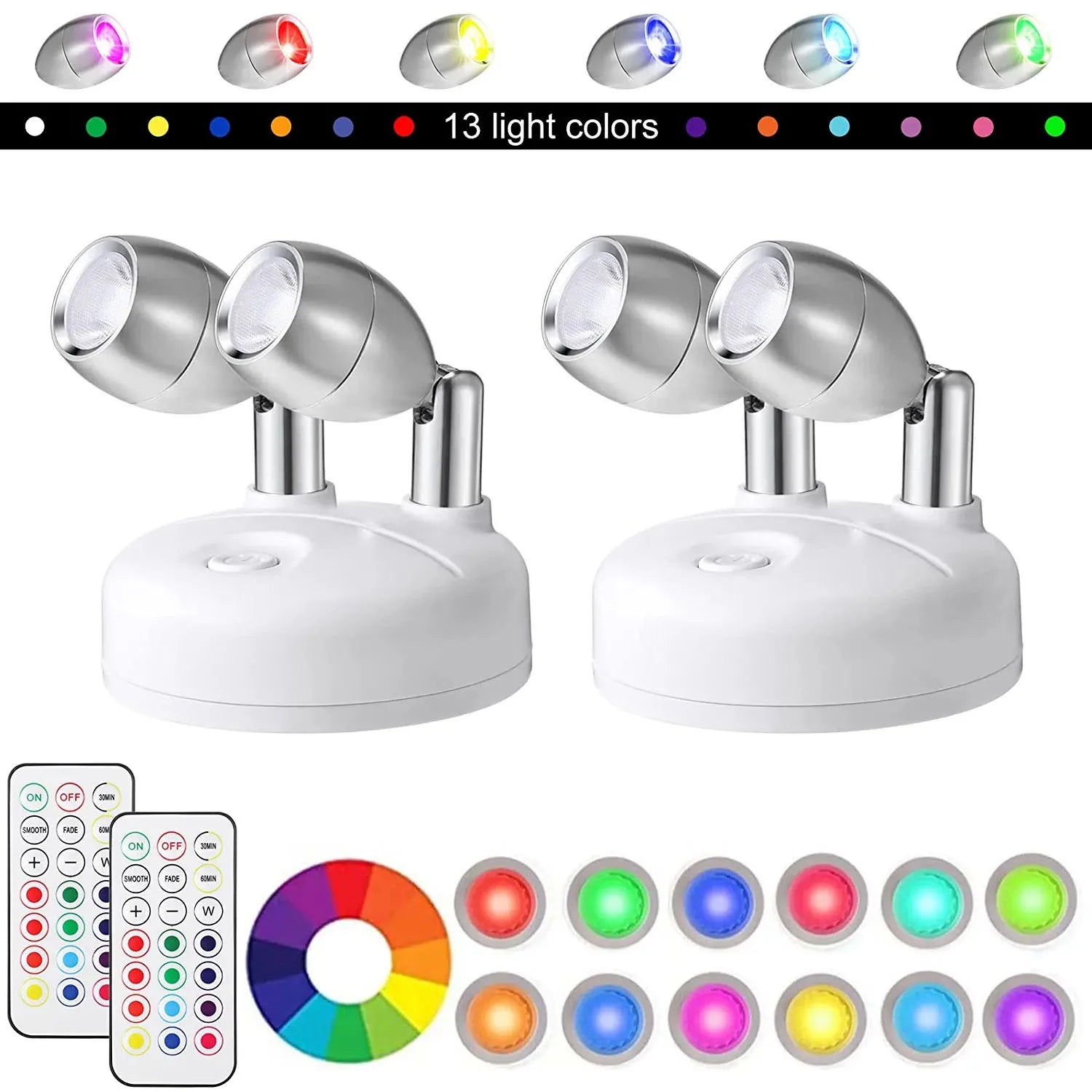 SmartLight Duo | 2er-Set kabellose LED-Leuchten mit Fernbedienung | RGB-Farbwechsel & Timer | Flexibel für kreative Akzente