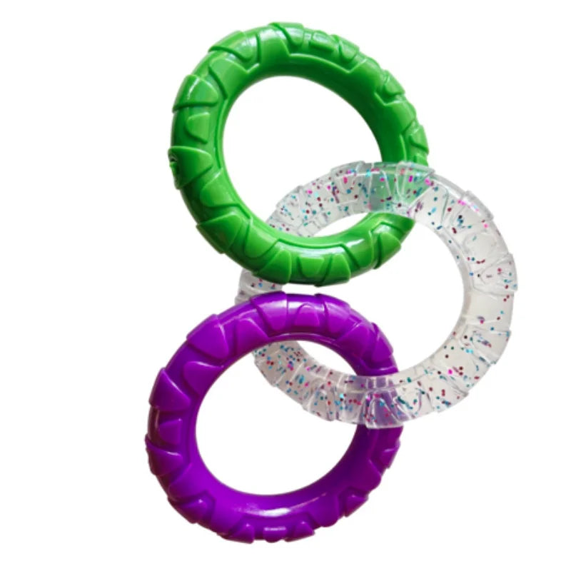 Robustes Kau Spielzeug für Hunde mit 3 Ringen, zahnfreundlich