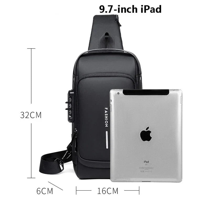 Stylische Umhängetasche mit USB-Ladeanschluss und Sicherheitsschloss